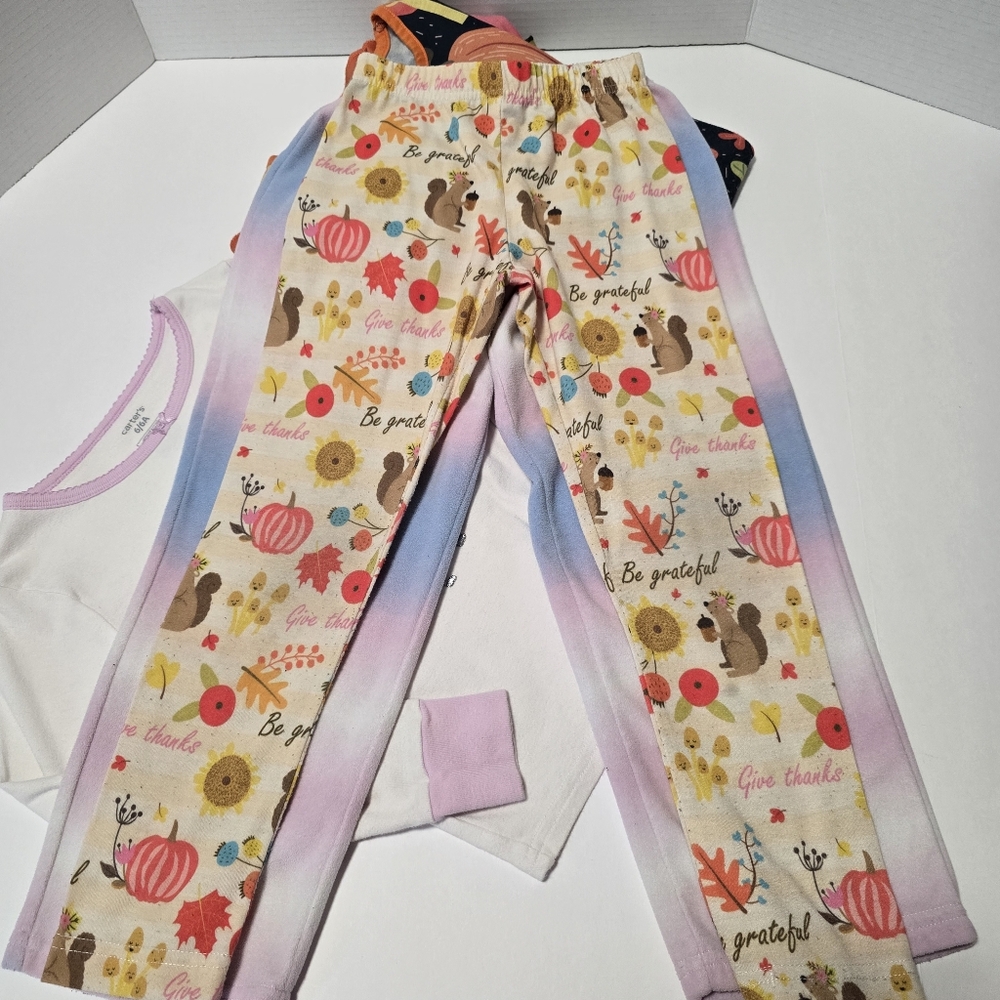 Girls Size 6 Unicorn Pajama Set Fall-Themed Dress And Pants - 3 Matching Sets - Picture 3 of 14